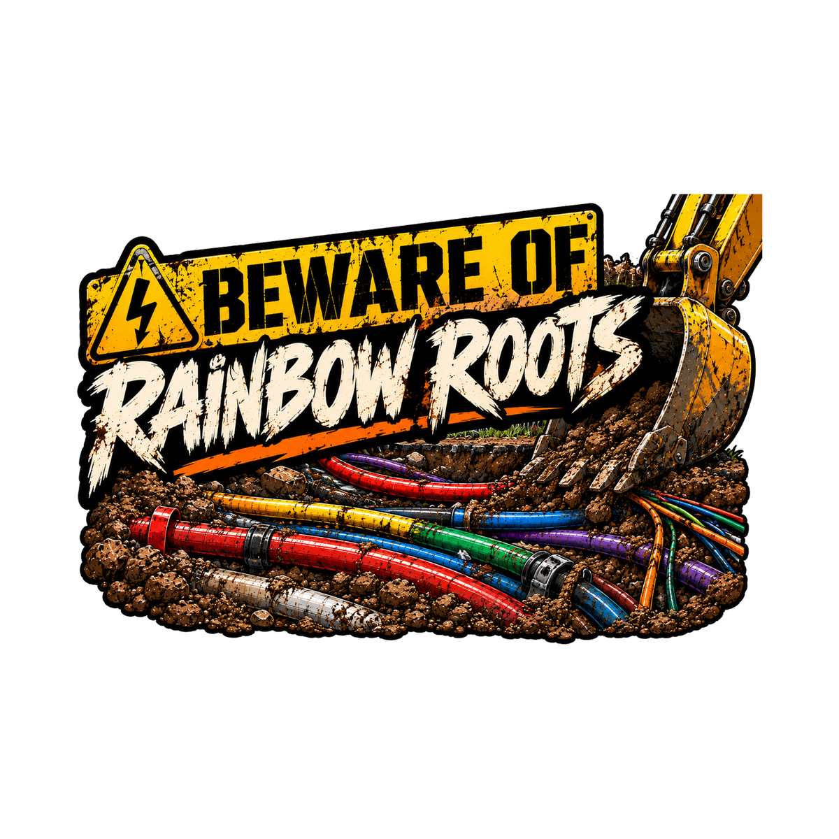 Beware Of Rainbow Roots Decal - hard hat decal