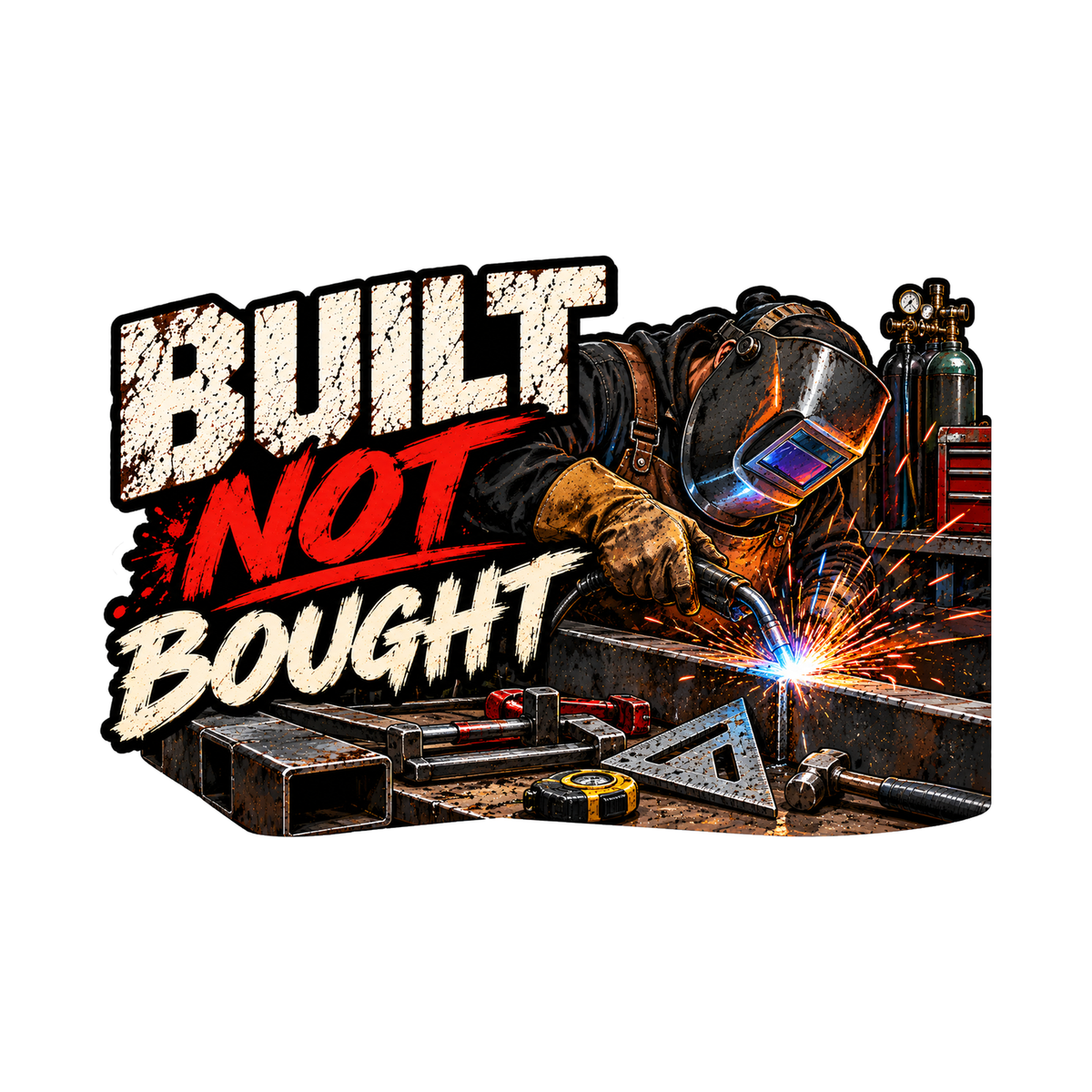 Built Not Bought Welder Decal - hard hat decal