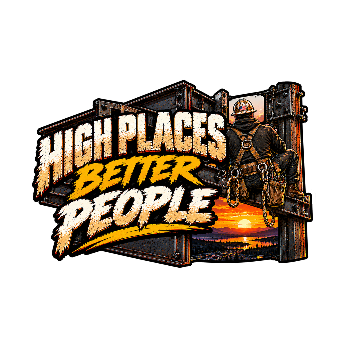 High Places Better People Decal - hard hat decal