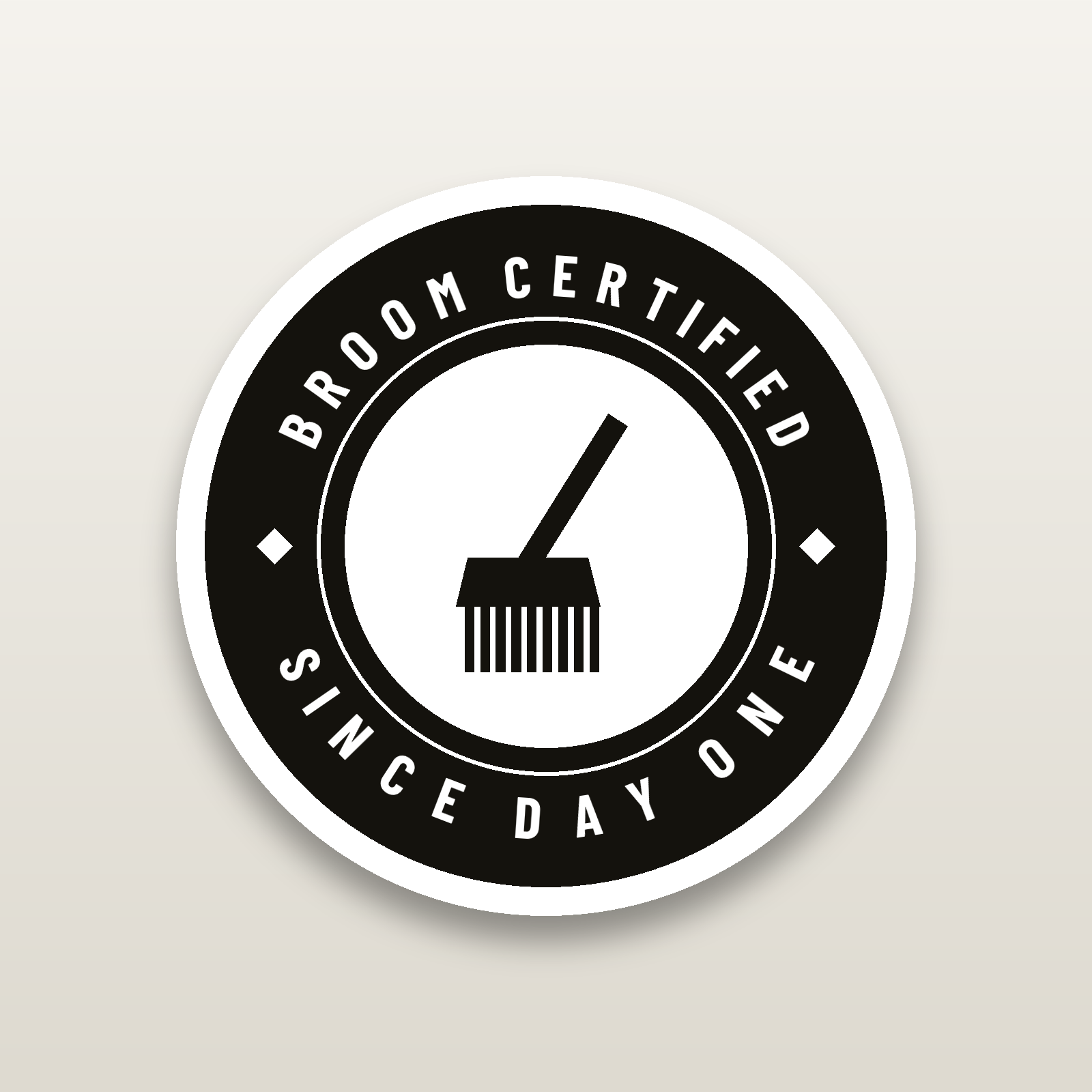 Broom Certified Decal - hard hat decal