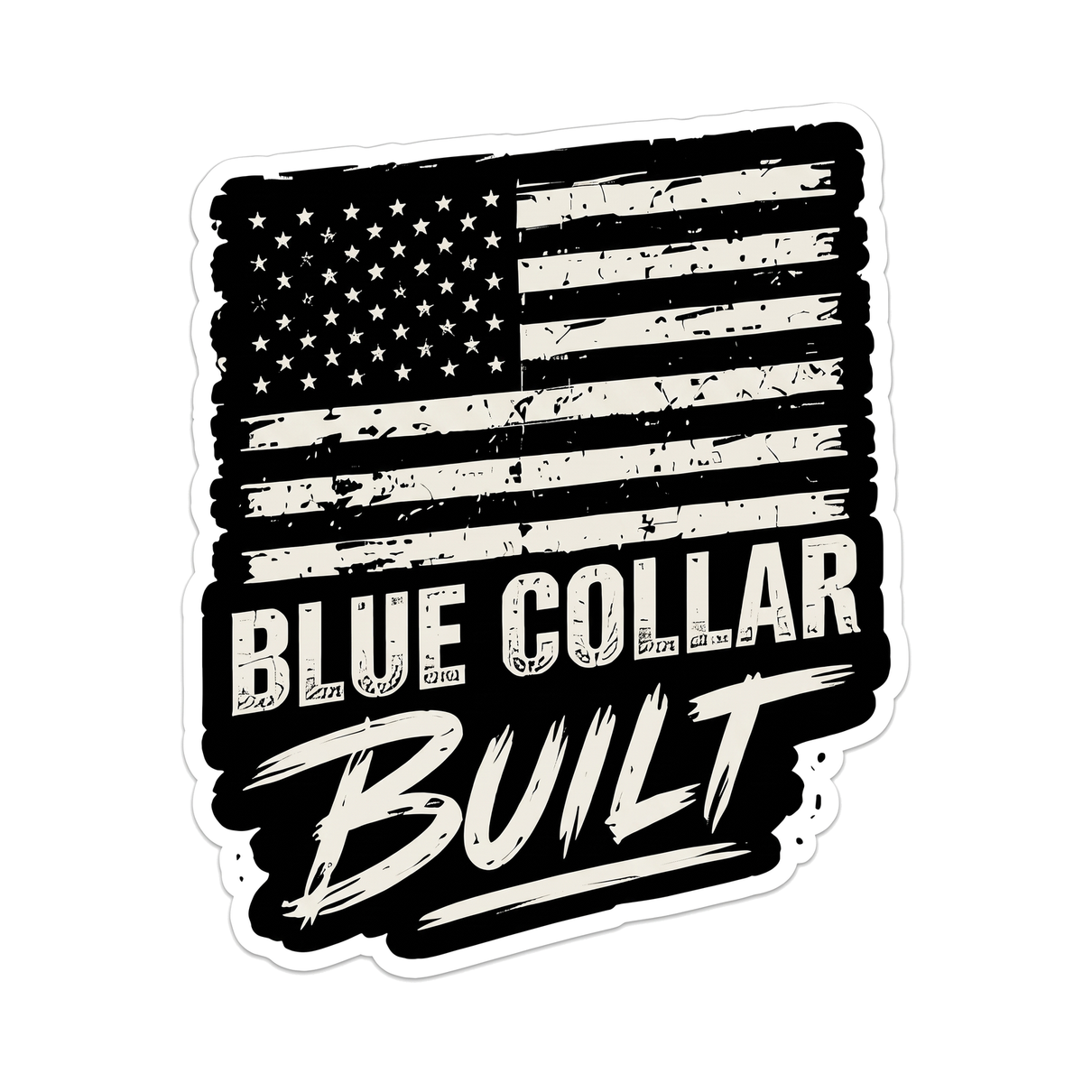 Blue Collar Built Decal - hard hat decal