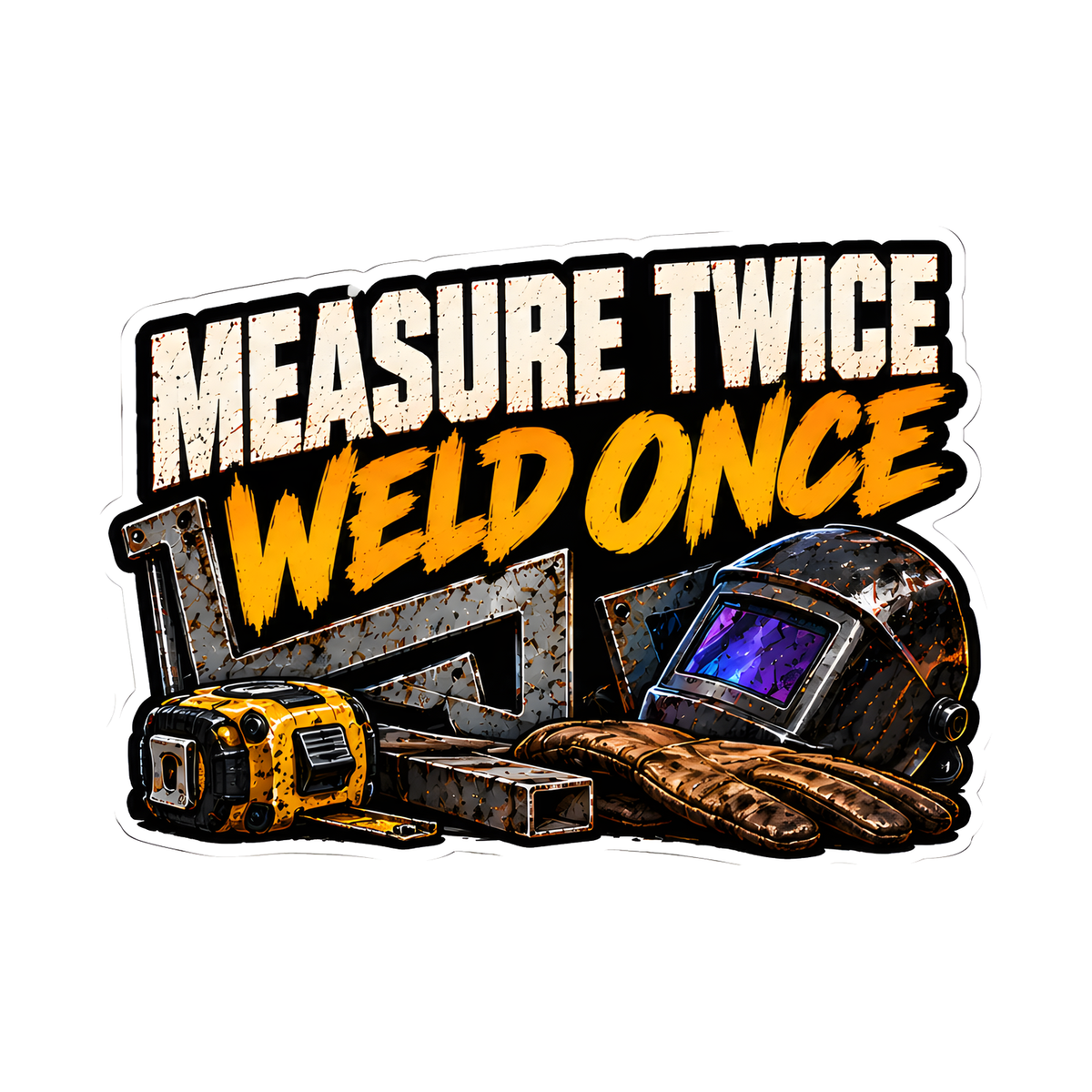 Measure Twice Weld Once Decal - hard hat decal
