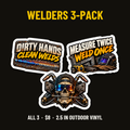 Welders 3-Pack: Dirty Hands Clean Welds, Measure Twice Weld Once, Welder Skull